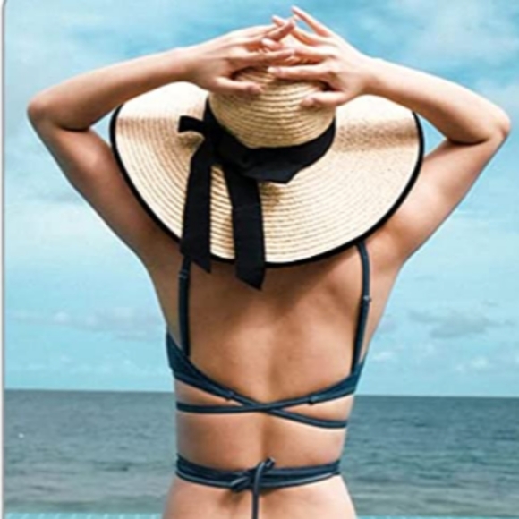 Handmade Chic Sophisticated Wide Brim Straw Hat (NWT) - Picture 5 of 9